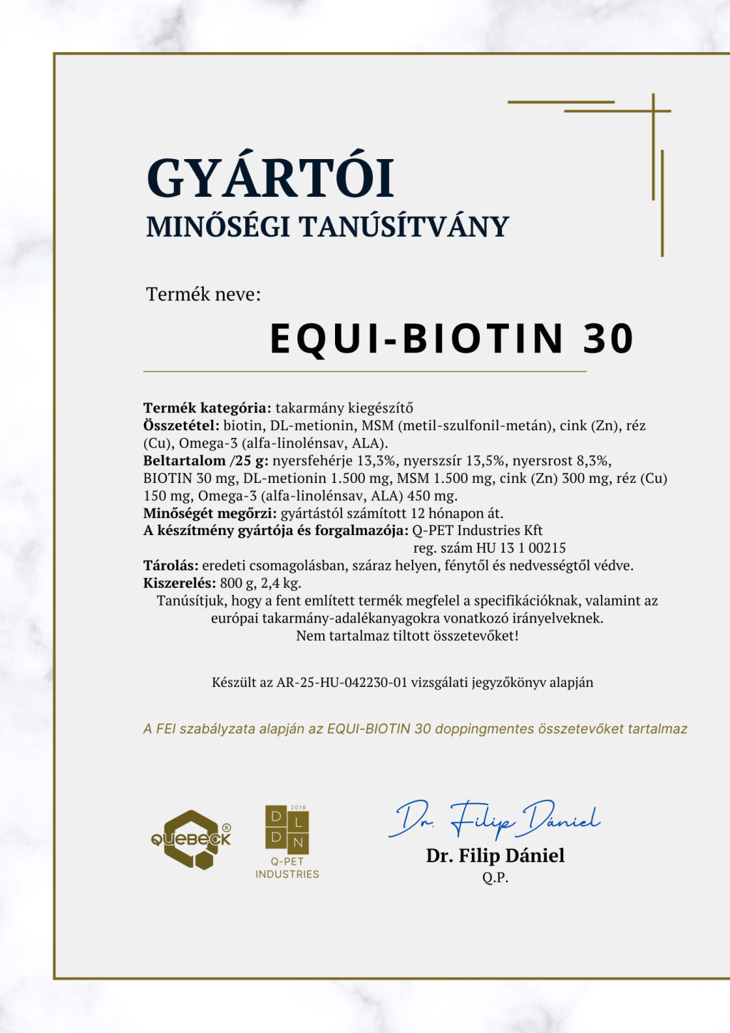 EQUI-BIOTIN 30 - pataerősítő