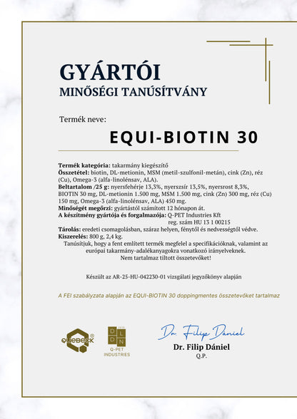 EQUI-BIOTIN 30 - pataerősítő